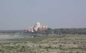 View of Taj Mahal from Agra Fort.