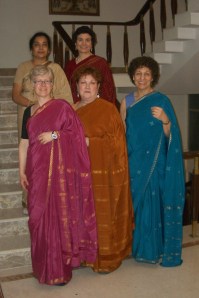 Prof. Rao and the women from the delegation in saris.